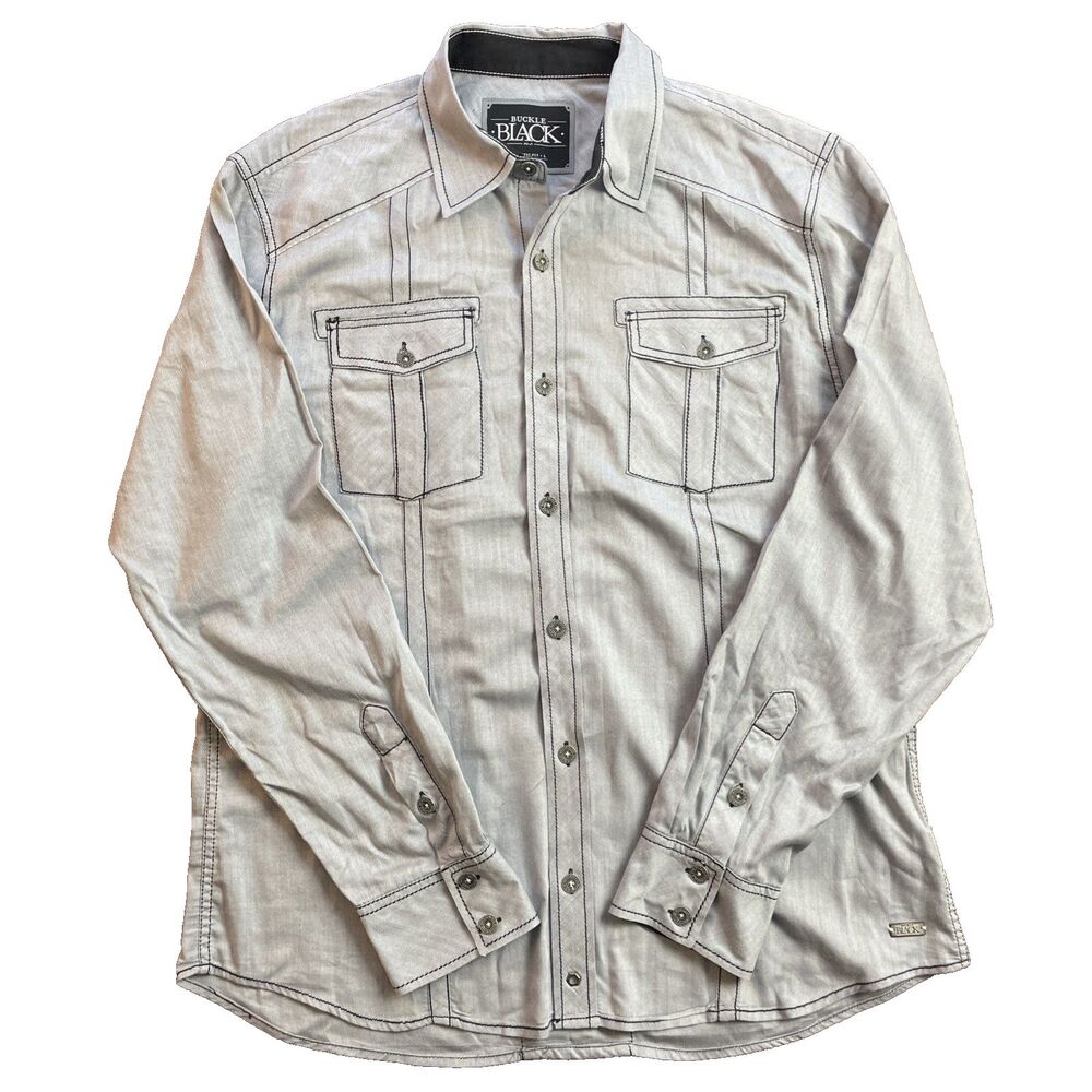 Buckle BKE Black Series Shirt Mens Large Gray Western Long Sleeve Button Up